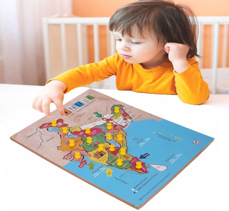 RITSKART Kids Gift Wooden Educational learning Map Board Puzzle for kids