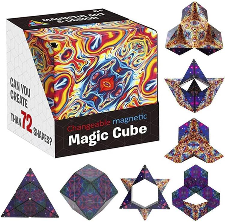 KIDOLOGY Magic Cube Shape Shifting Puzzle Magnetic Cube Transforms Shapes Over 70 Types