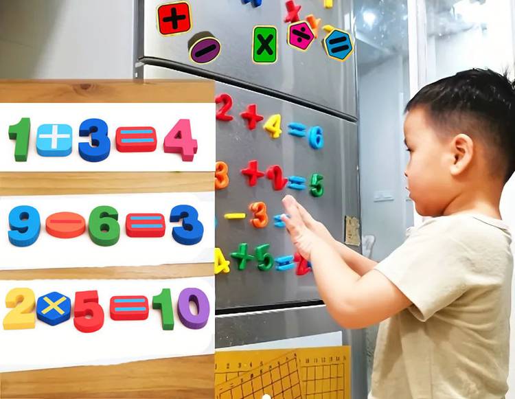 Plus Shine Magnetic Buckle 0-9 Learn Magnets Number Counting Letters Puzzle Educational Toy