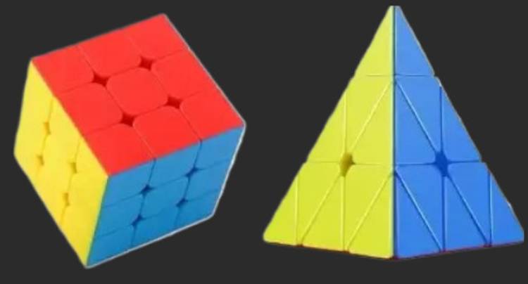 jmv Combo of 3x3 and Pyraminx Pyramid Triangle High Speed Stickerless Magic Puzzle