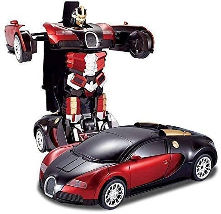 Space Age Transformer Robot Friction Car Bump and Go Convertible with Light &Music Car Toy