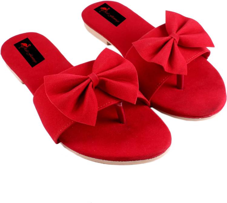 Women Red, Black Flats Sandal Price in India