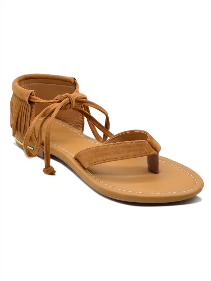 Women Brown Flats Sandal Price in India