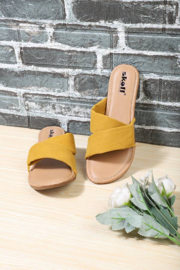 Women Yellow Flats Sandal Price in India