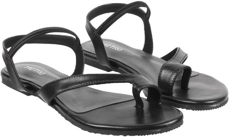 Women Black Flats Sandal Price in India