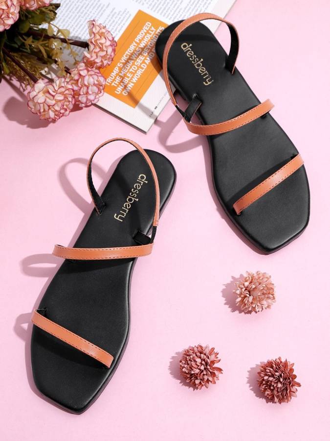 Women Orange Flats Sandal Price in India