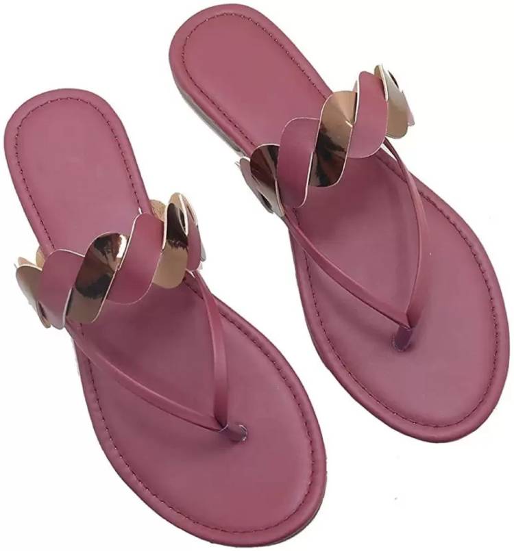 Women Trending Fashion Sandals l Girls Stylish Slipper l Best For Matching Party Wear Maroon Flats Sandal Price in India