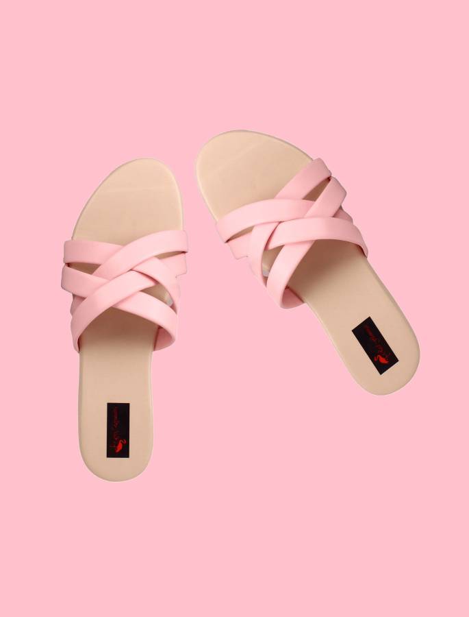 Women Pink, White Flats Sandal Price in India