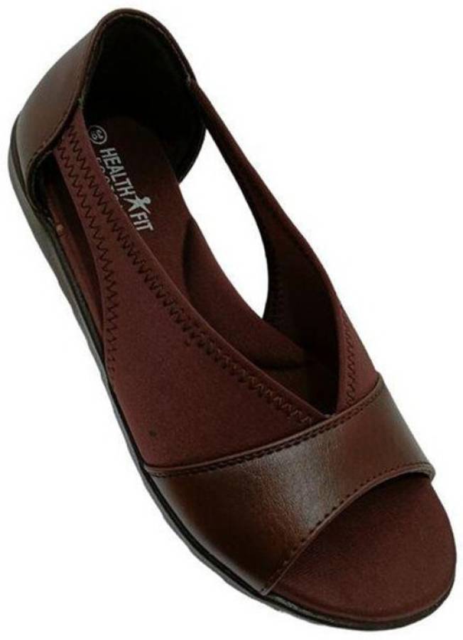 Women Diabetic & Orthopedic Sandal/Doctor Sandal-With Arch Support for Women's Brown Flats Sandal Price in India