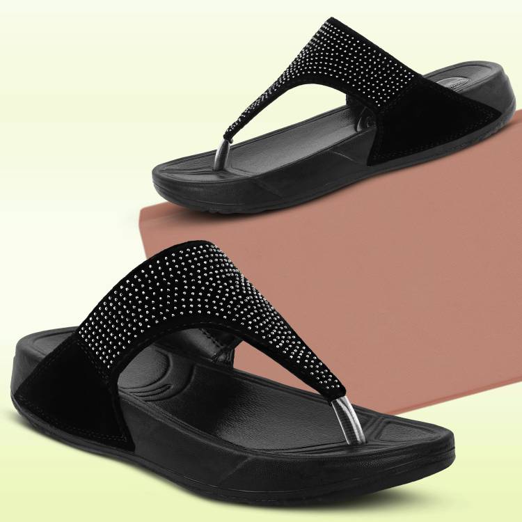 Women Fashion Partywear Stylish Women Casual Black Flats Sandal Price in India