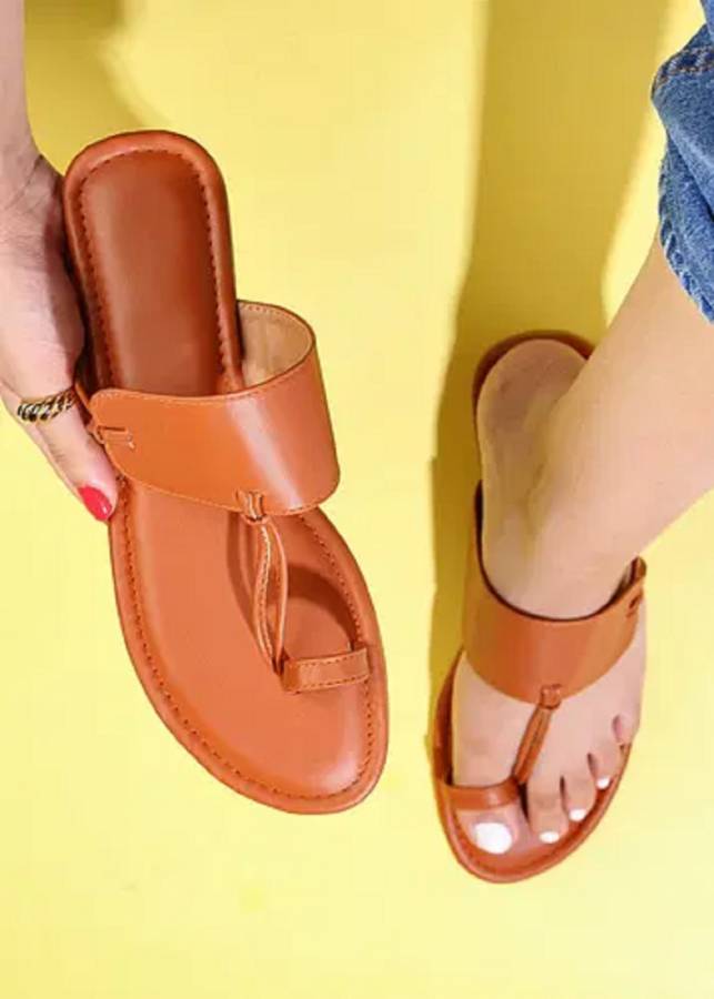 Women Beautiful Stylish Fashion Sandals/Ladies & Girls Flat Slipper/All Occasions Brown Flats Sandal Price in India