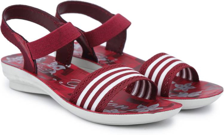 Women Maroon Flats Sandal Price in India