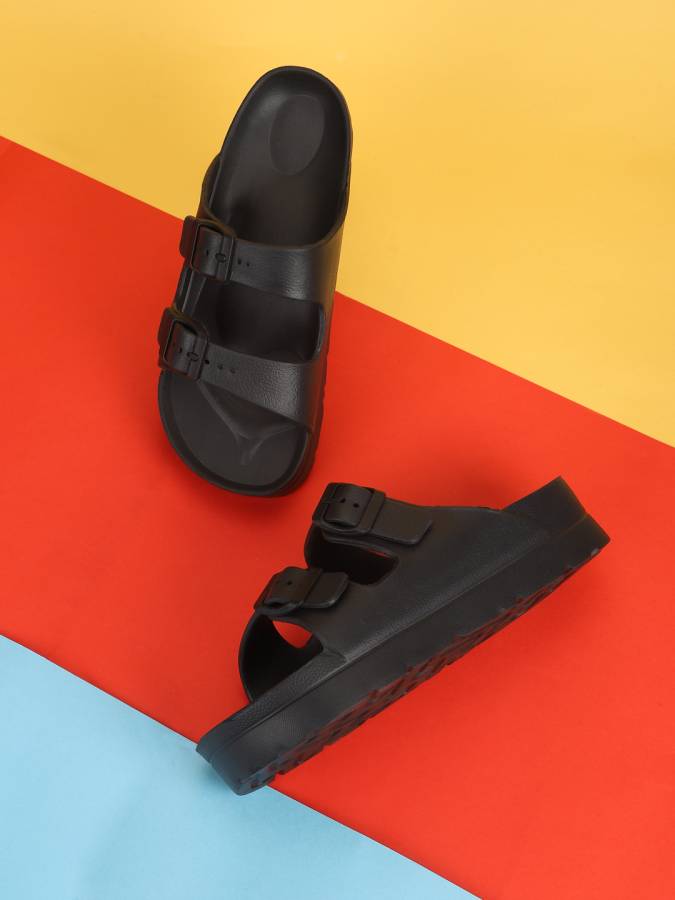 Women Black Flats Sandal Price in India