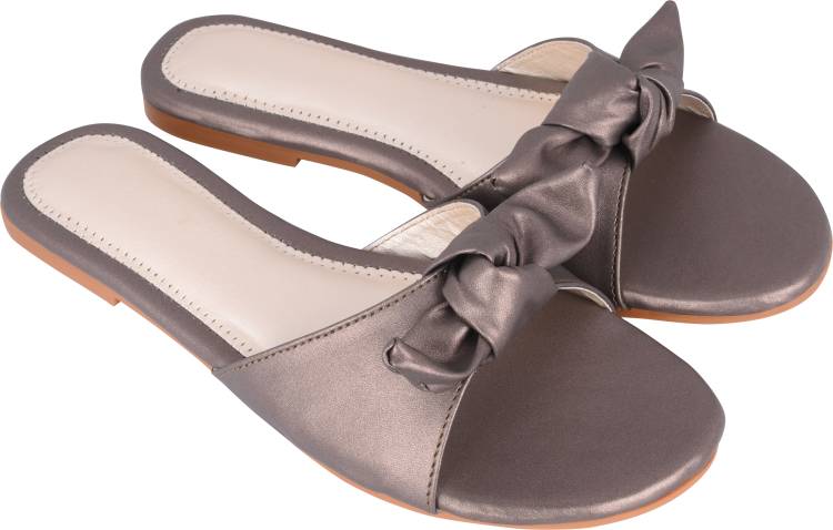 Women Grey, Off White, Brown Flats Sandal Price in India