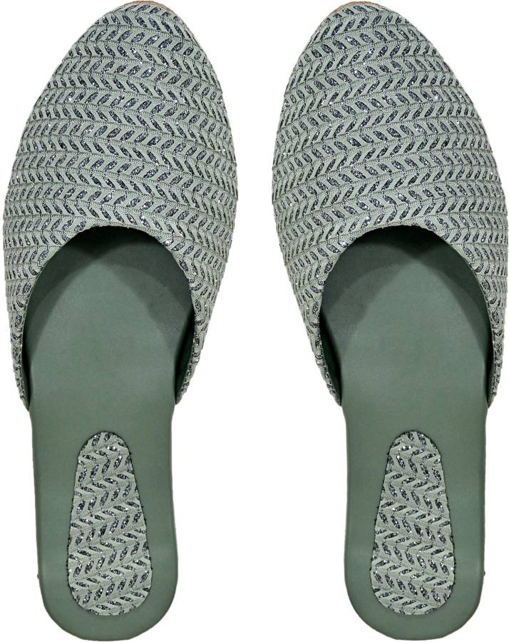Women Green, Blue Flats Sandal Price in India