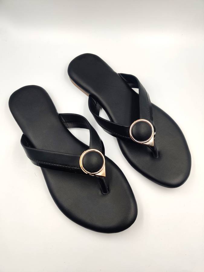 Women Trending Flat Sandals l Stylish Slipper For Women's l Girl's Outdoor,Party Wear Black Flats Sandal Price in India