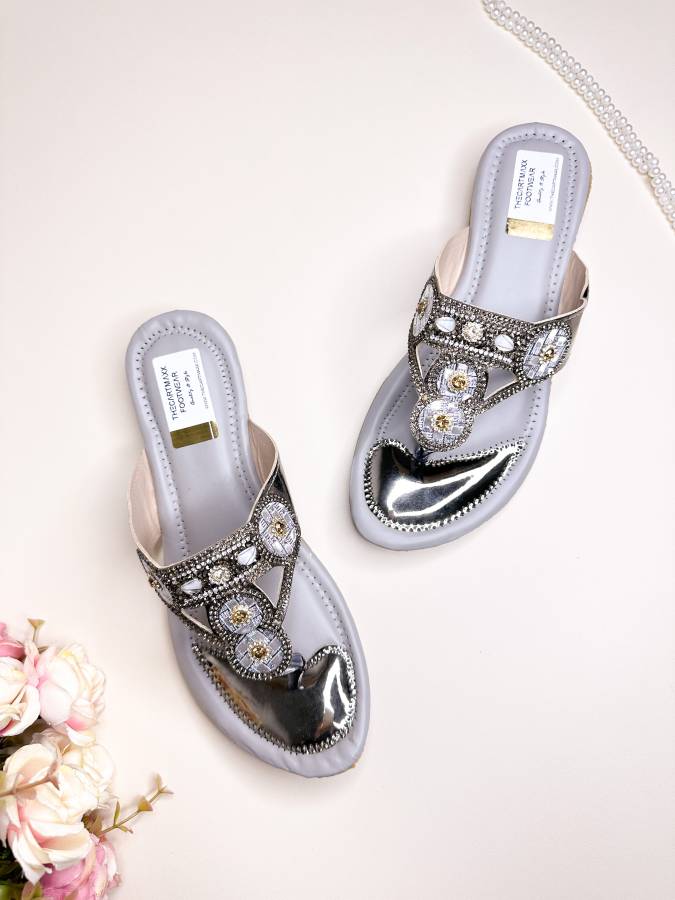 Women Silver Flats Sandal Price in India