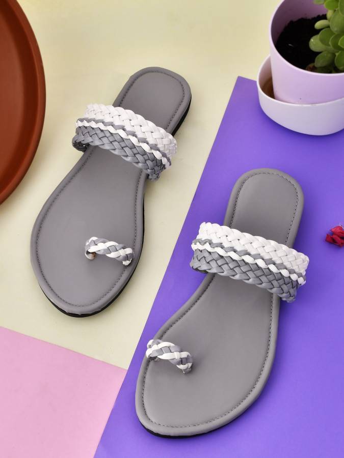 Women Grey Flats Sandal Price in India