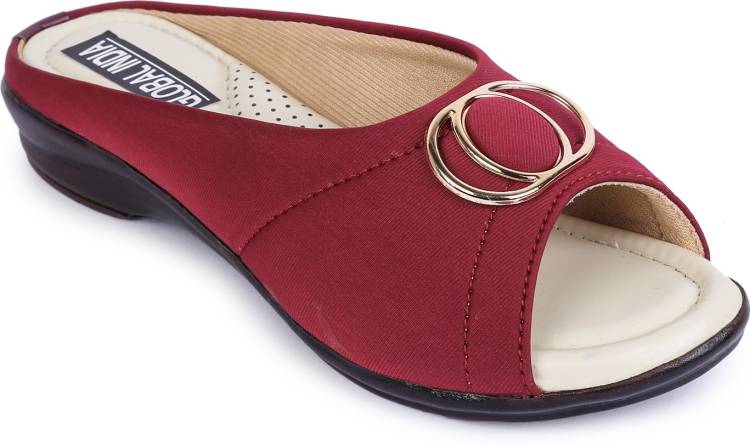 Women Maroon Flats Sandal Price in India