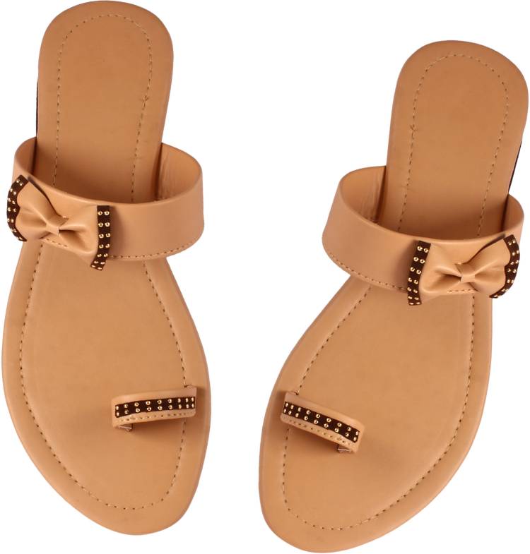 Women Beige Flats Sandal Price in India