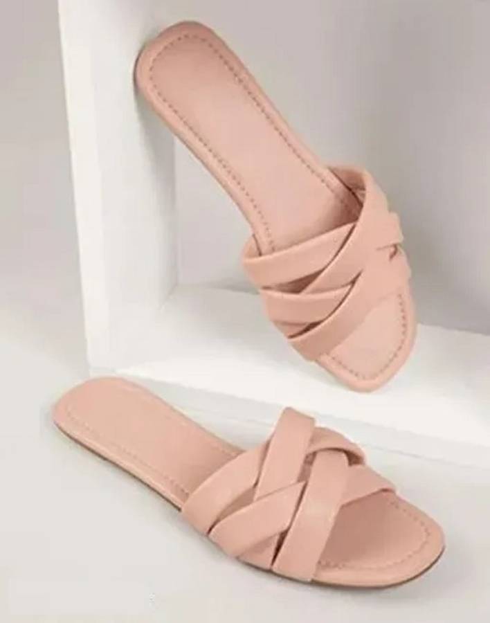 Women Beautiful Appearance Fashion Sandals/Girls Flat Slipper For All Occasion looks Pink Flats Sandal Price in India