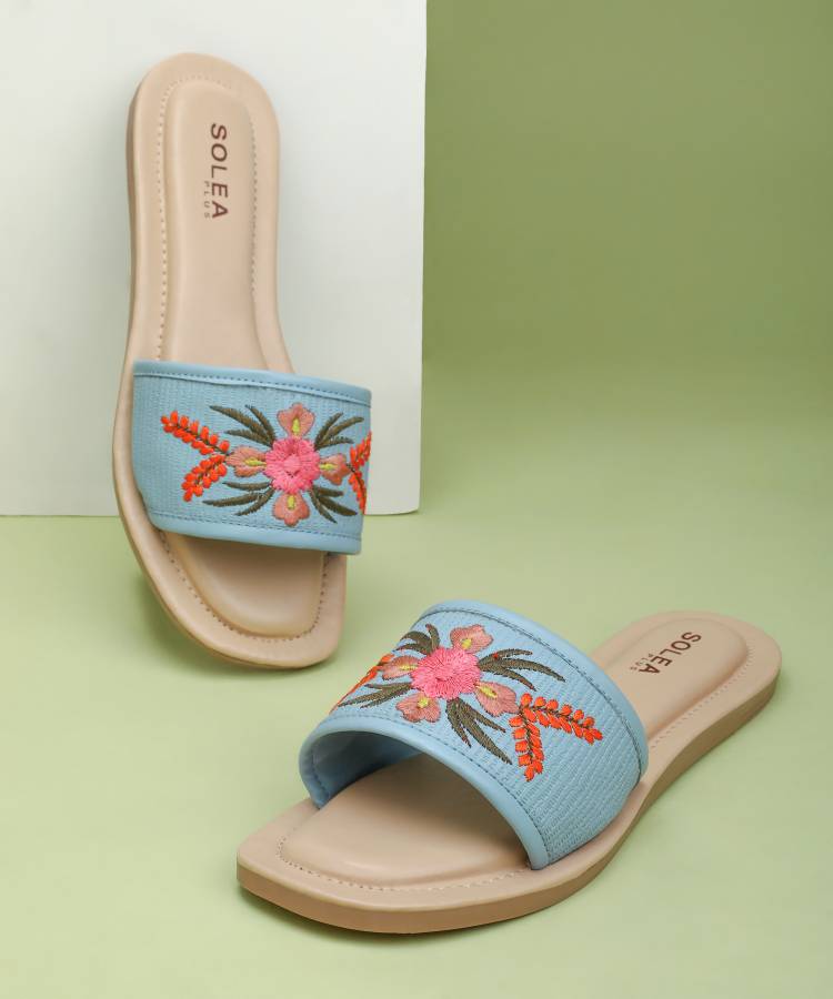 Women Blue Flats Sandal Price in India