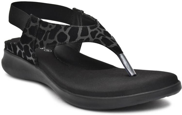 Women Lamos Stylish Women Sandal, Casual Sandal, Partywear Sandal Black Flats Sandal Price in India