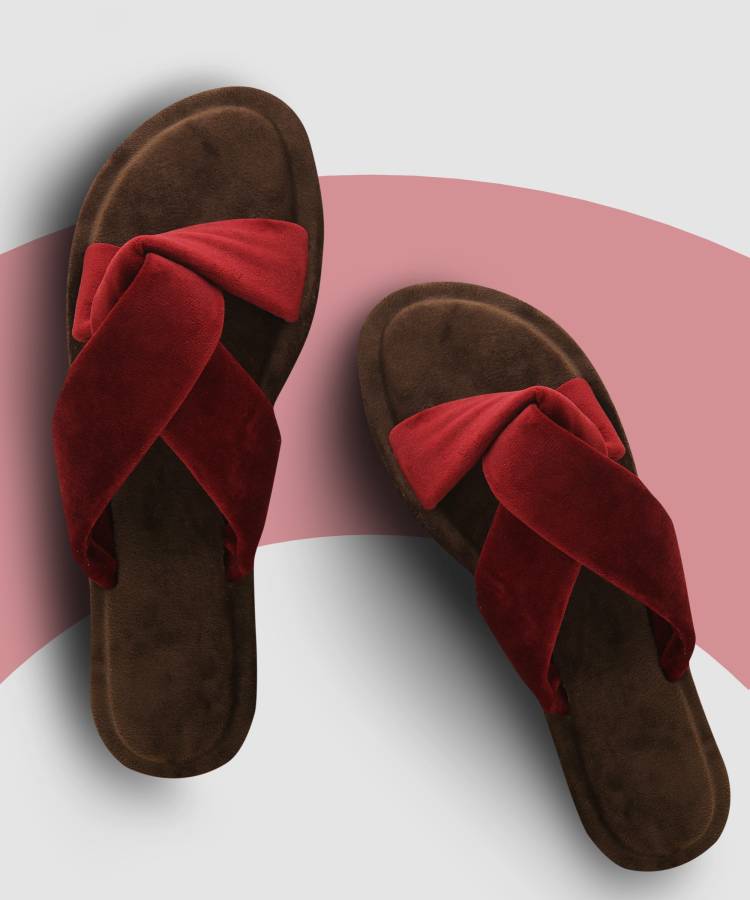 Women Red, Brown Flats Sandal Price in India