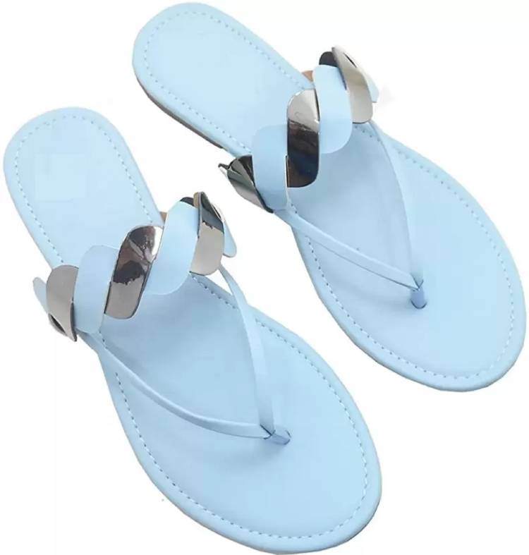 Women Trending Flat Sandals l Stylish Slipper For Women's, Girl's Outdoor & Party Wear Blue Flats Sandal Price in India
