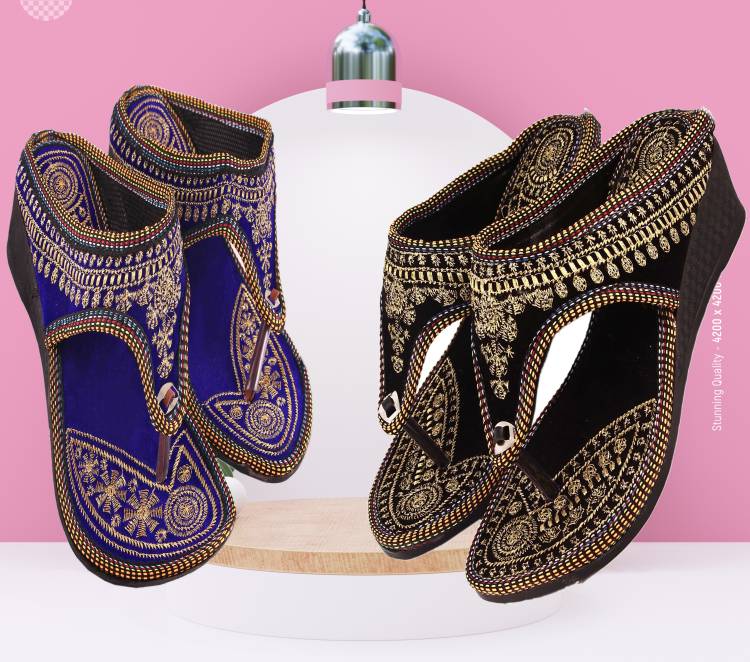 Women Black, Blue Flats Sandal Price in India