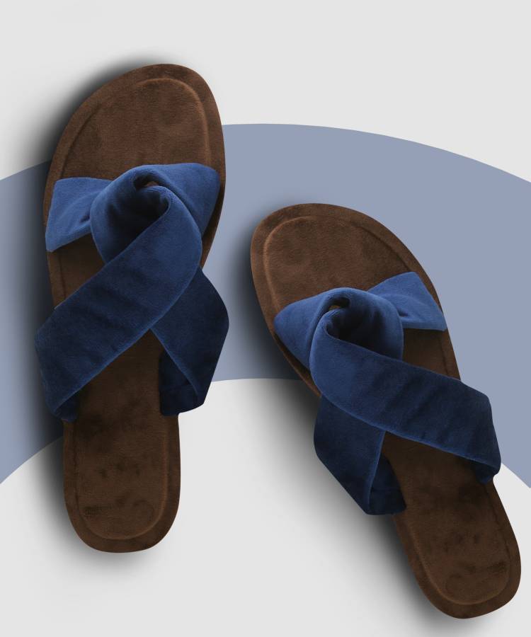Women Blue, Brown Flats Sandal Price in India