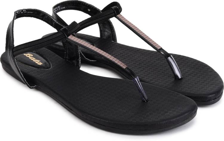 Women Black Flats Sandal Price in India