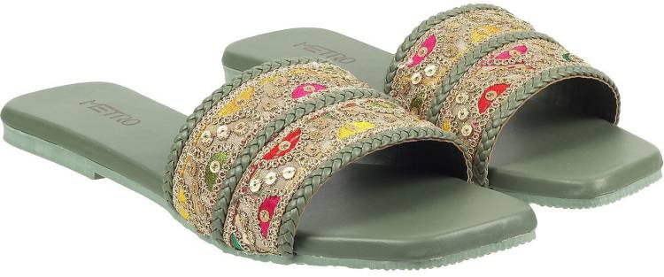 Women Green Flats Sandal Price in India