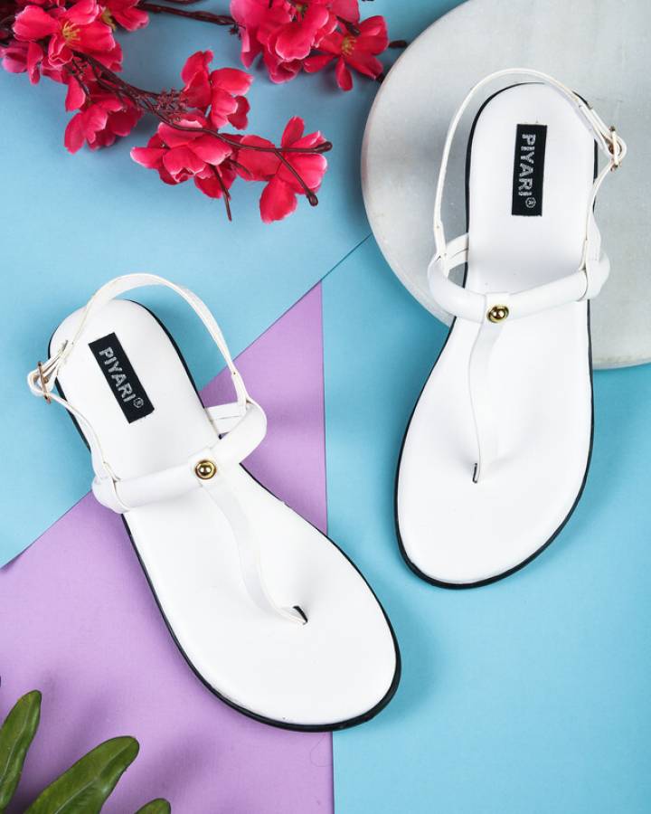 Women White Flats Sandal Price in India