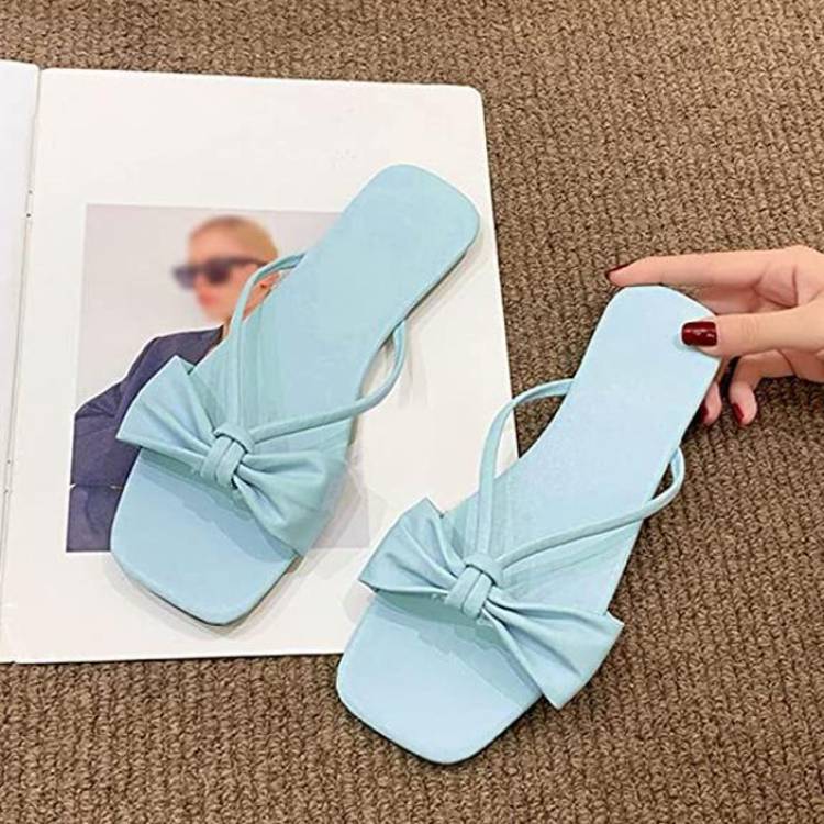 Women Trending Fashion Sandals l Girls Stylish Slipper l Best For Matching Party Wear Blue Flats Sandal Price in India