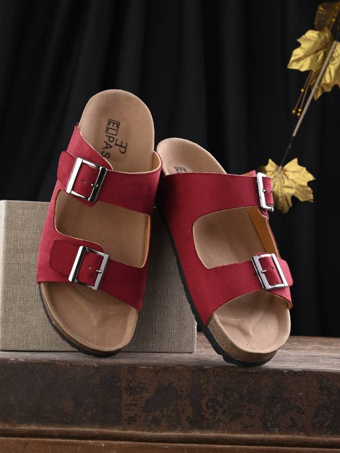 Women Maroon, Beige Flats Sandal Price in India