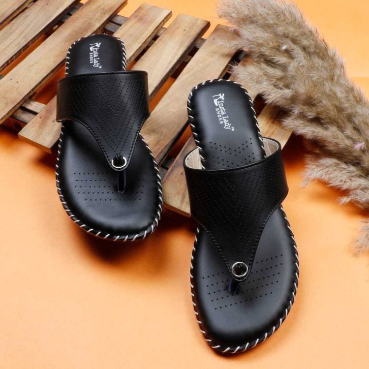 Women Black Flats Sandal Price in India