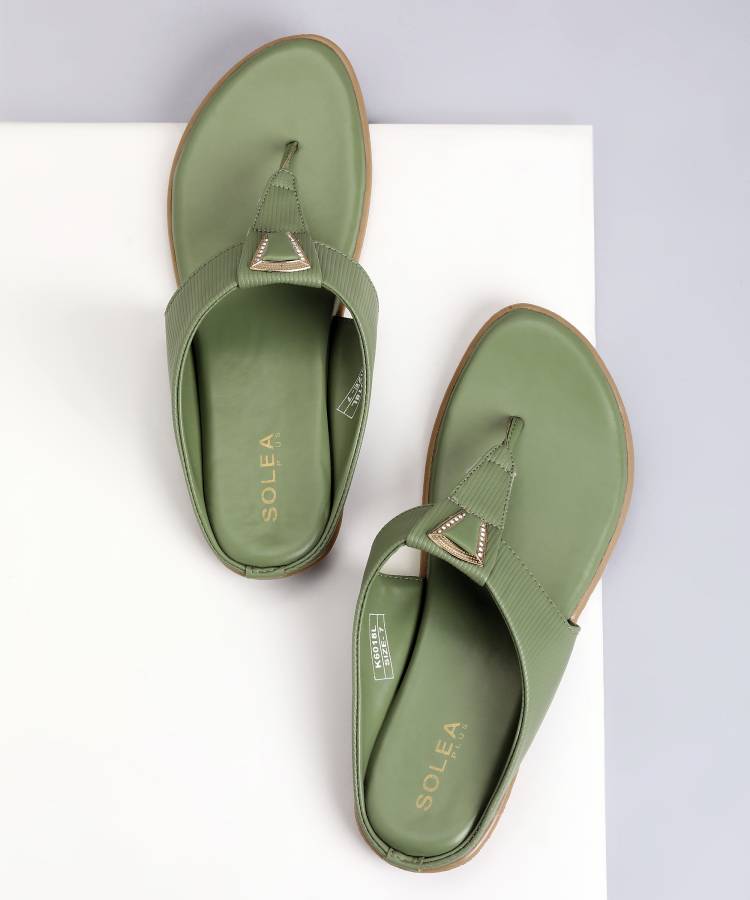 Women K6018L Stylish Lightweight Daily Durable Comfortable Formal Casual Green Flats Sandal Price in India
