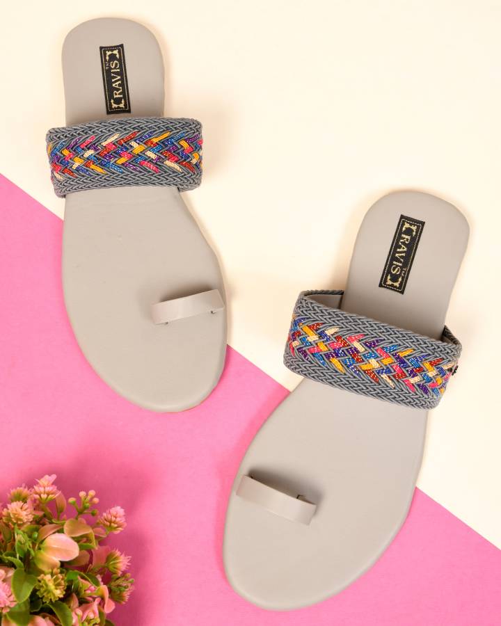 Women Grey Flats Sandal Price in India