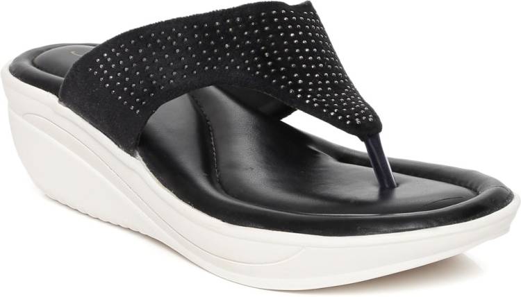 Women K6006L Casual Stylish, Comfortable Durable Trendy Casual Black Flats Sandal Price in India