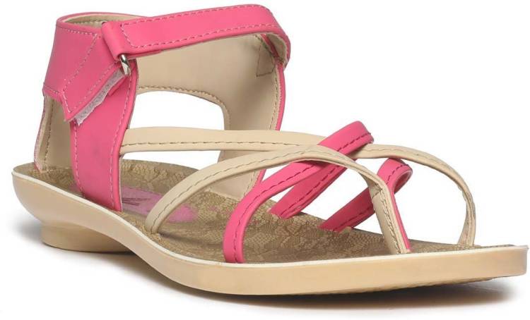 Women PU7125L Pink, Beige Flats Sandal Price in India