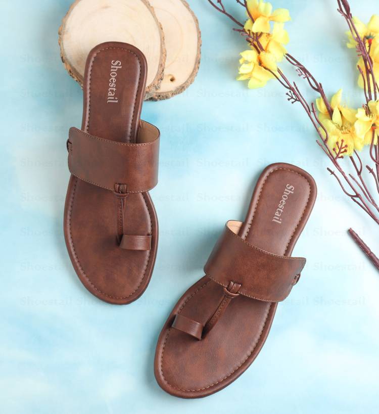 Women Brown Flats Sandal Price in India