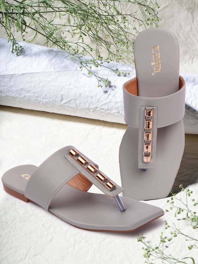 Women Grey Flats Sandal Price in India