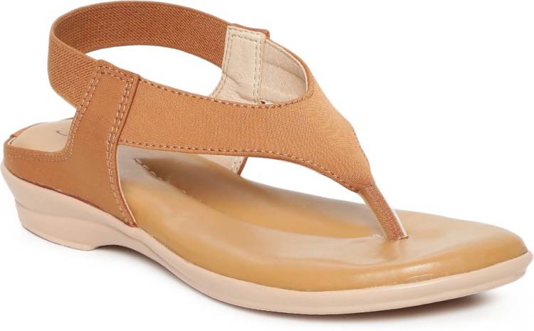Women K6007L Lightweight Casual Soft Cushion Comfortable Tan Flats Sandal Price in India