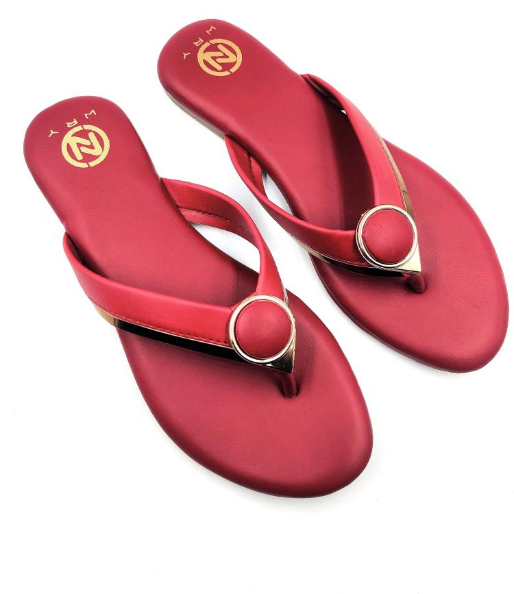 Women Fashion Sandals l Stylish Flat Sandal For Women's l Slippers For Party, Wedding, Maroon Flats Sandal Price in India