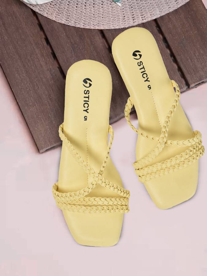 Women Yellow Flats Sandal Price in India