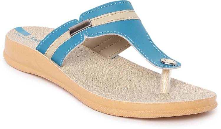 Women Blue, Beige Flats Sandal Price in India