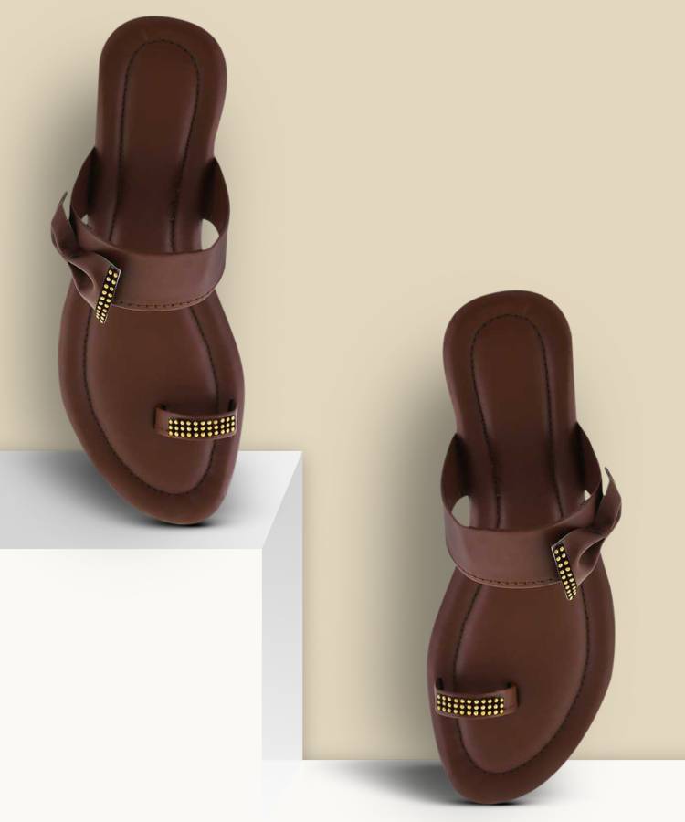 Women Brown Flats Sandal Price in India