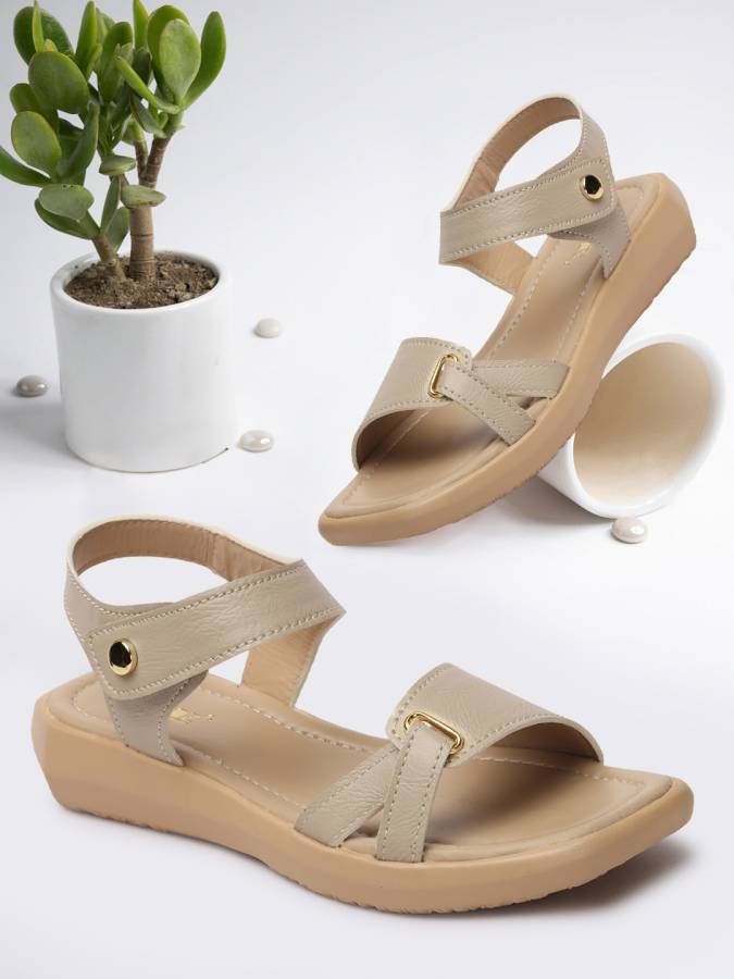 Women Off White Flats Sandal Price in India