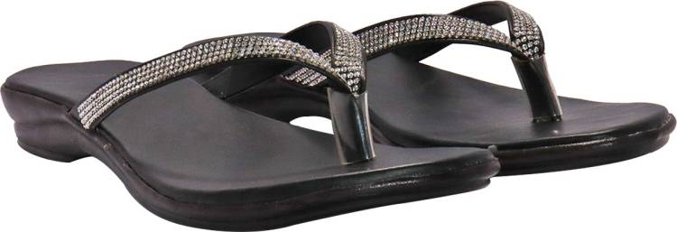 Women Black Flats Sandal Price in India